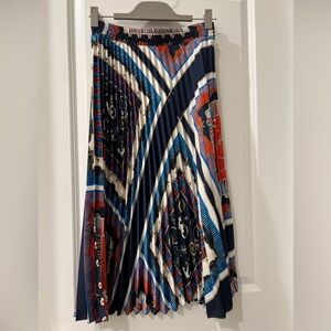 ZARA Nautical Print Pleated Skirt M new